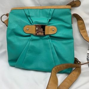 Herve Bernard blue turquoise crossbody purse